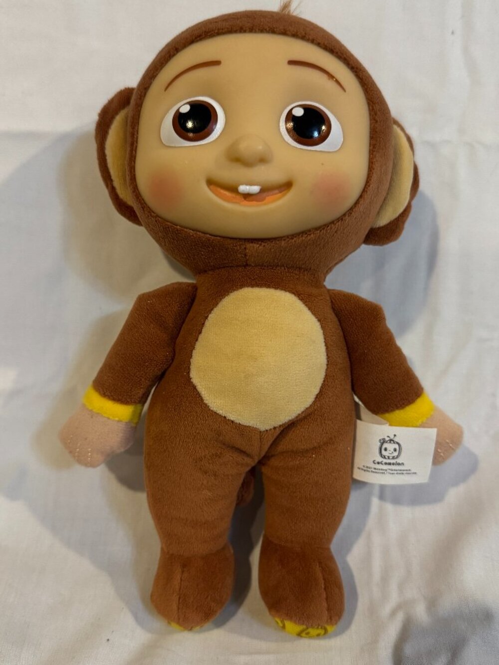 CoComelon JJ Monkey Costume Plush Doll 8" Stuffed Animal Jazwares Vinyl Face